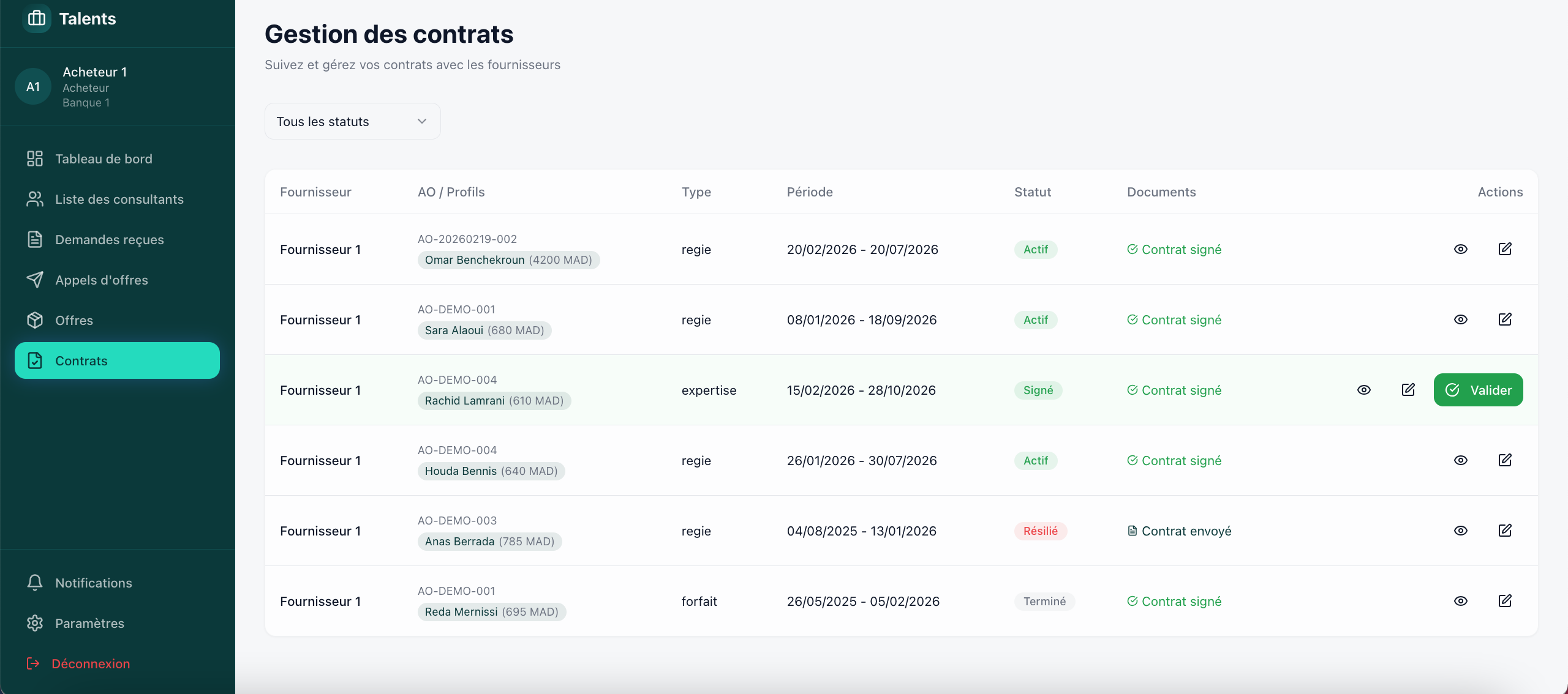 Gestion des contrats